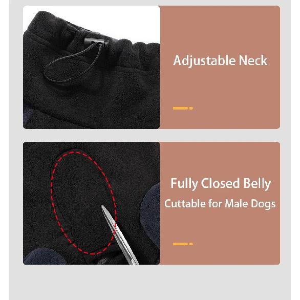 Winter Fleece Overalls for Small Dogs Closed Stomach Warm Dog Clothes Soft Pet Coat Jumpsuit for Male Female Dogs Cuttable Belly