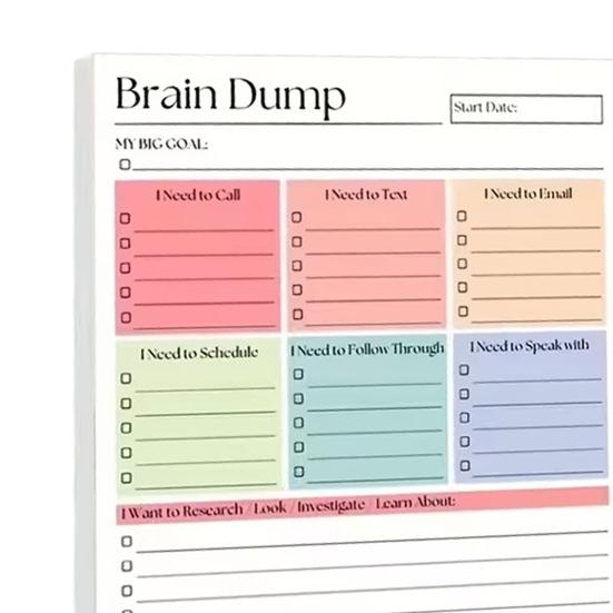 A5 Daily Planner Notebook To-Do List Notebook, 50 Page And Brain Dump Journal, Sturdy Writing Pad for Use Binding Wear-Resistant Cover Study