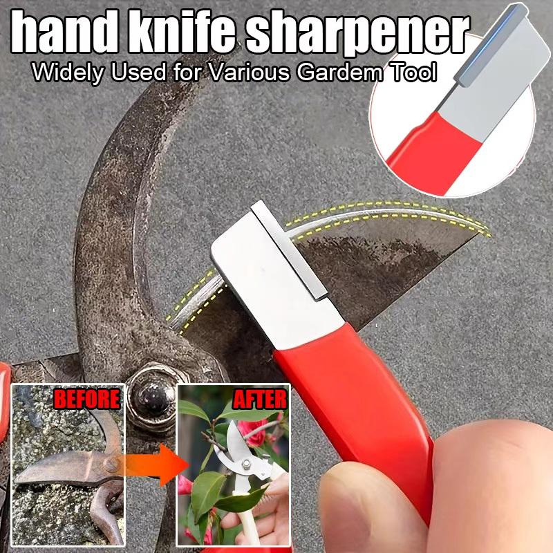 Mini Metal Portable Knife & Shear Sharpener with Lid - Tungsten Steel Diamond Ceramic for Kitchen & Garden All Blades