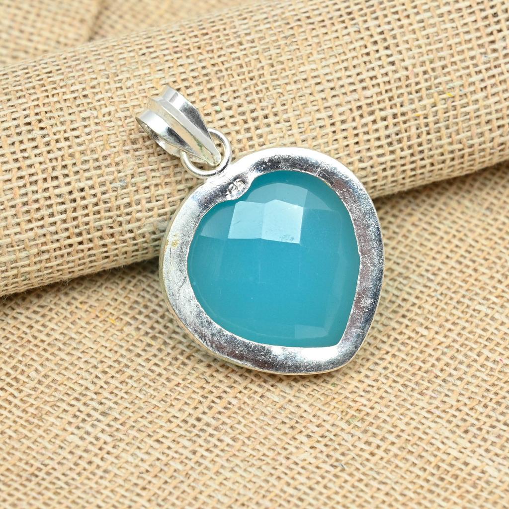 Голубой кулон ювелирных изделий стерлингового серебра 925 драгоценной камня халцедона Хандмаде для подарков