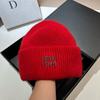 [Rabbit Fur] Min Thickened And Enlarged Double-Folded Edge Small Knitted Hat Winter Warm Plush Hat