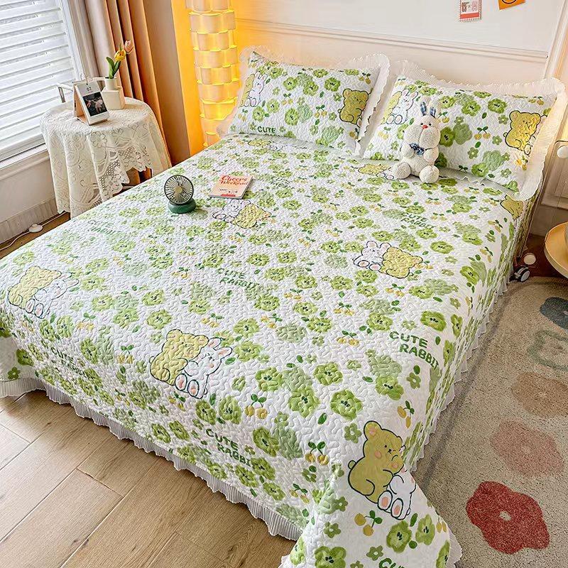 Новый комплект из трех предметов с жемчужным хлопковым покрывалом Fairy с стиркой в ​​пресной воде и хлопковым кружевным покрывалом