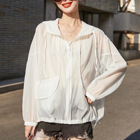 Женская солнцезащитная одежда, летнее пальто с капюшоном и длинными рукавами, с карманами, солнцезащитная одежда