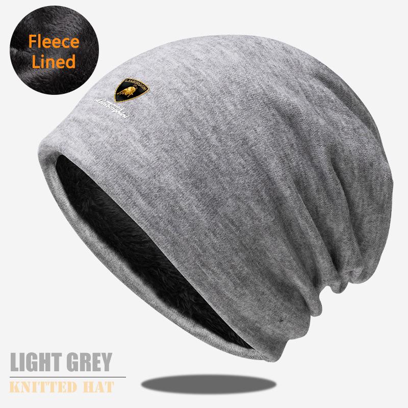 Solid Color Thin Plus Velvet Beanies Winter Hat Men Women Cap Casual Double Deck Spring Autumn For Lamborghini Windproof Hat RR33