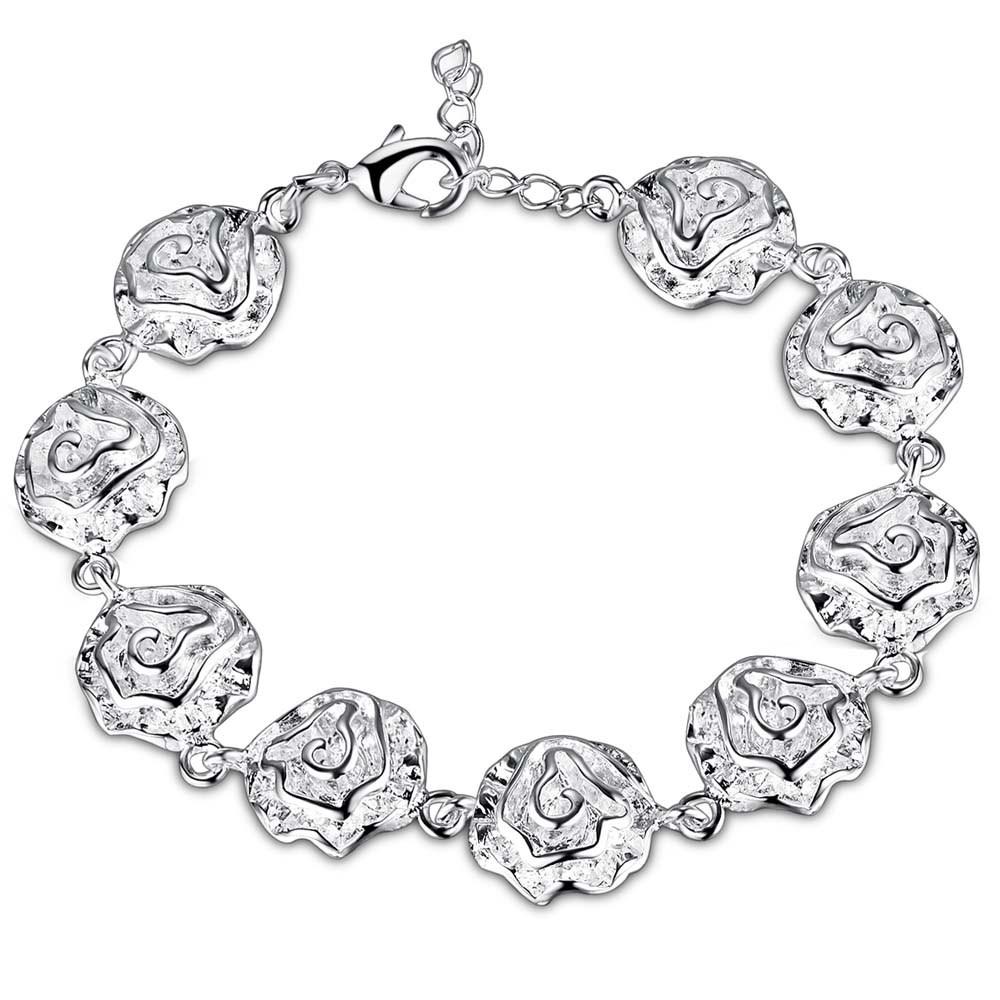 Rose Flower 925 Sterling Silver Bracelet High Quality Romance Chain For Woman Fashion Engagement Party Wedding JewelryGood product
