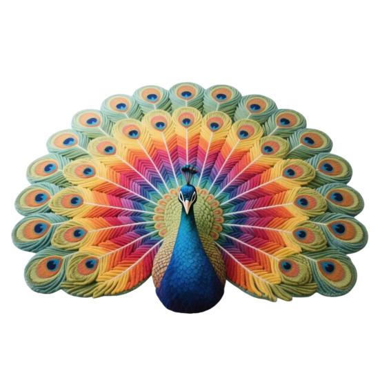 3D Peacock Pattern Plush Rug Non-Slip Backing Easy To Clean Various