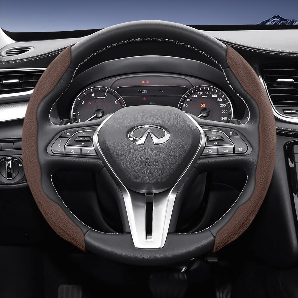 Bpzsw1 Подходит для рулевого колеса Infiniti Sports из замшевой кожи со съемной конструкцией на кнопках для моделей, таких как Q50 Qx50 Qx55