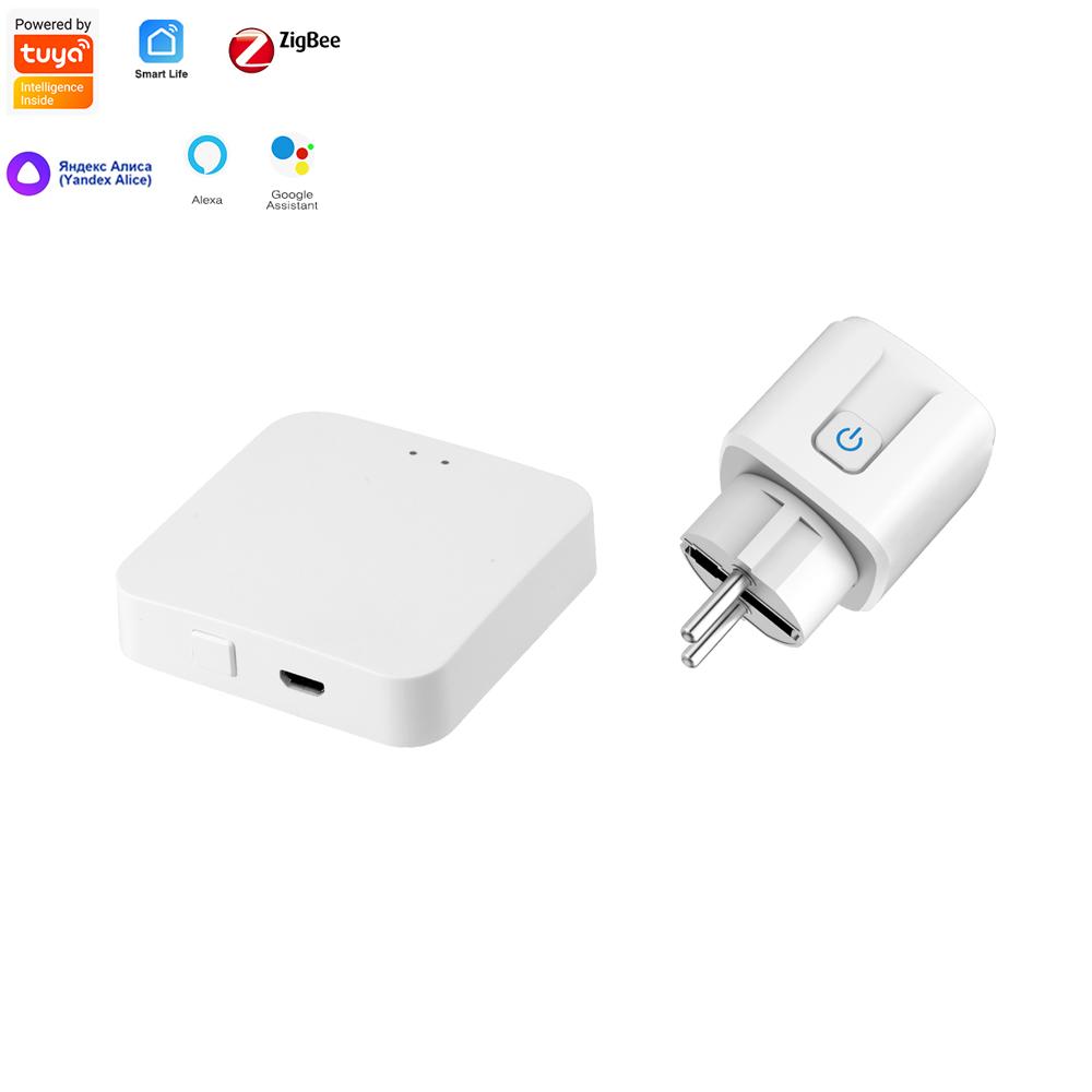 Sixwgh Zigbee Smart EU Plug для Tuya Умный дом Автоматизация синхронизации Монитор мощности Смарт-розетка Поддержка Google Home Alexa
