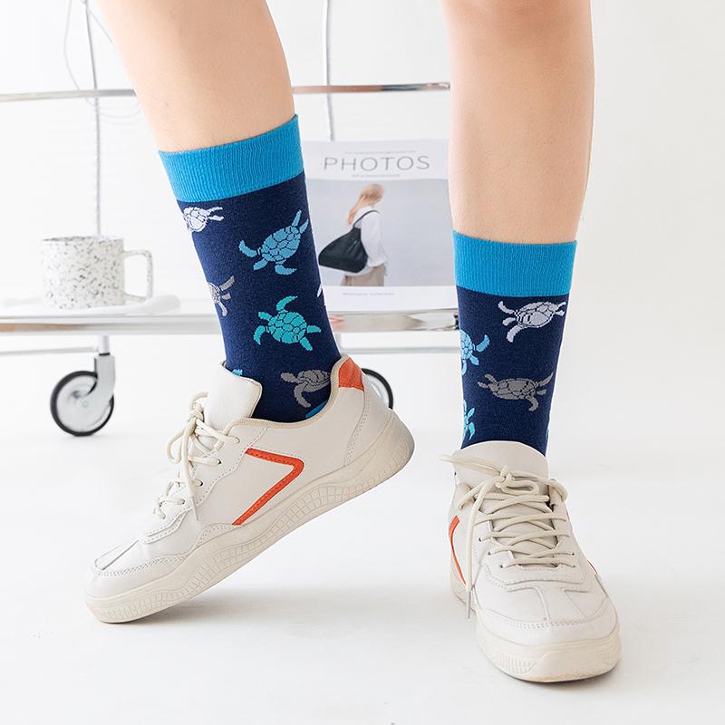 Новые модные мужские носки японские носки Harajuku Happy Cartoon Socks носки с морским коньком, крабом, креветкой, коралловыми носками, трендовые мужские чулки, забавные носки