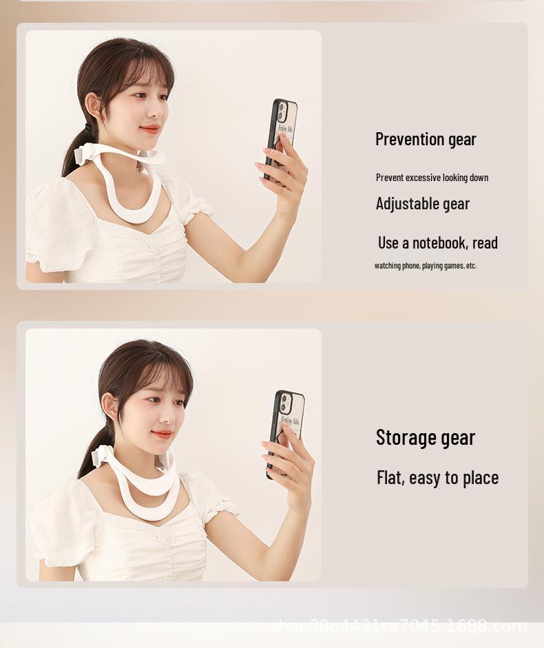 Дышащий белый шейный бандаж: Регулируемая высота, Предотвращение сутулости, Портативная поддержка для складок на шее