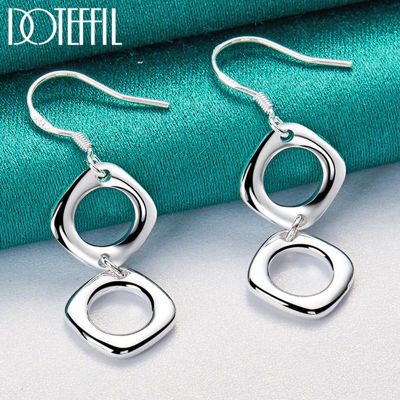 Квадратные серьги Серебряная бижутерия