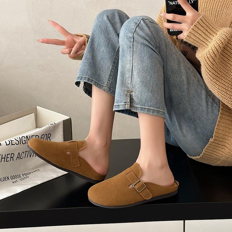 Slippers Women's Bag Head Wear Soft-soled Casual Shoes Half-drag Flat-soled One-pedal Shoes Women's Pregnant Women's Large-size Shoes