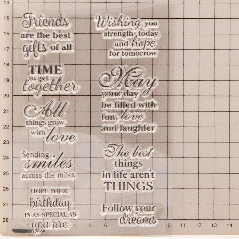 Christmas Birthday Greeting Transparent Silicone Clear Stamps DIY Scrapbooking Album Paper Card Best Wishes Word Letter