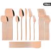 30Pcs Tableware Set Stainless Steel Cutlery Dinner Knife Dessert Fork Spoon Dinnerware White Gold Flatware Kitchen Silverware