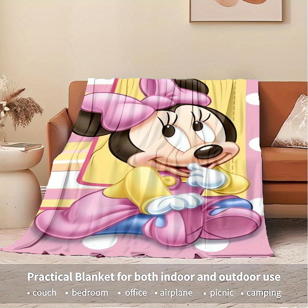 1pc Flannel Cute Minnie Mouse Cartoon Pattern 's Bed Sheet Sofa Blanket Birthday Gift Home Decoration