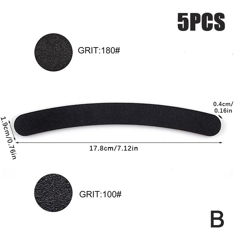 5 шт. Прочная Толстая Пилка для Ногтей Черная 100/180 Грит Профессиональная Наждачная Бумага Сниматель Кутикулы Полировочные Пилки Набор Маникюрных Инструментов Аксессуары