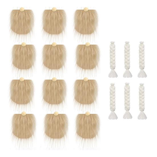 Набор из 18 бород и кос для кукол-гномов своими руками, бороды из искусственного меха с носом-шариком из дерева, украшения своими руками, товары для творчества на Рождество, кукла-гном