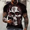 Summer Short Sleeved Casual 3D Digital Printed Skull Loose Comfortable Round Neck Short Sleeved T-shirt