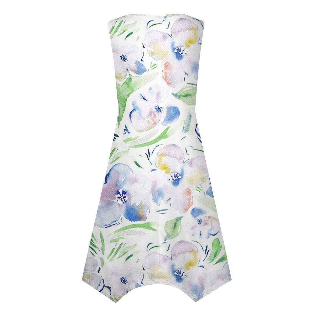 Женское повседневное модное платье без рукавов с круглым вырезом и нерегулярным подолом