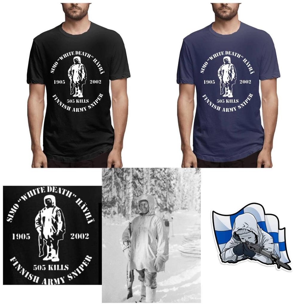 Finland Soldier Army Veteran Snipper Simo Hayha World War MMA Kick Boxing UFC Muay Thai T-Shirt Retro Vintage Print Men Women Short Sleeve Round Neck
