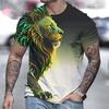 Новая летняя мужская повседневная футболка с короткими рукавами и принтом льва 3D