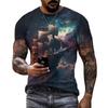Summer Mens T Shirts Casual Loose T-shirt Sail Boat Pirate Ship 3D Printed O Neck Short Sleeve T Shirt Homme Oversized Quality