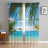 Sand Beach Waves Palm Trees Sheer Curtains for Living Room Decoration Tulle Voile Organza Window Curtains for Kitchen Bedroom