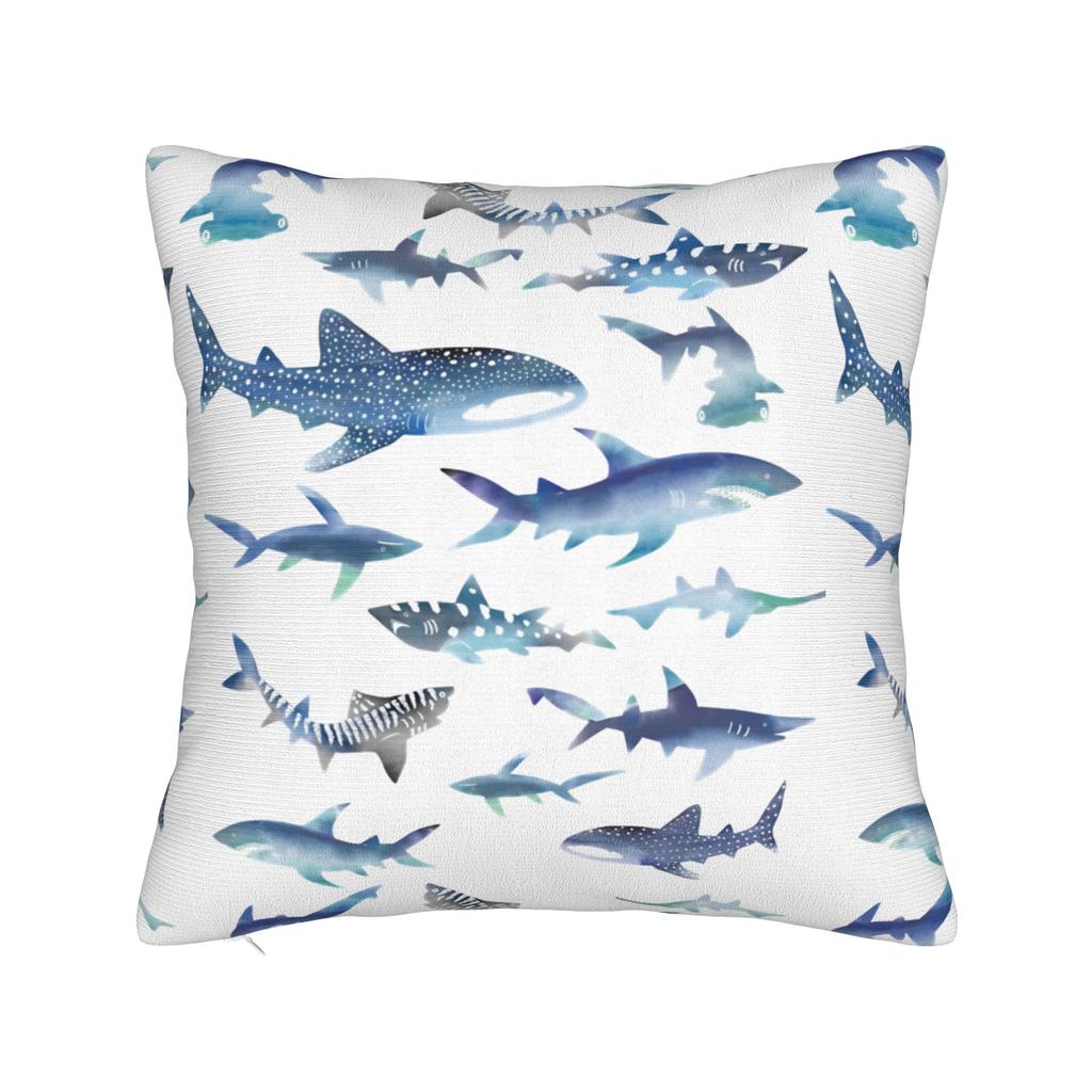 Pillow Cover Sharks Fantastic Animals Vintage Watercolor Pattern Vintage Pillow Case For Living Room Chair Pillowcases