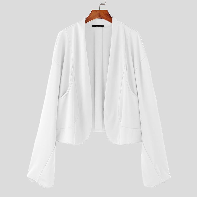 INCERUN Мужские свободные кардиганы с длинным рукавом и открытым передом, короткие пальто