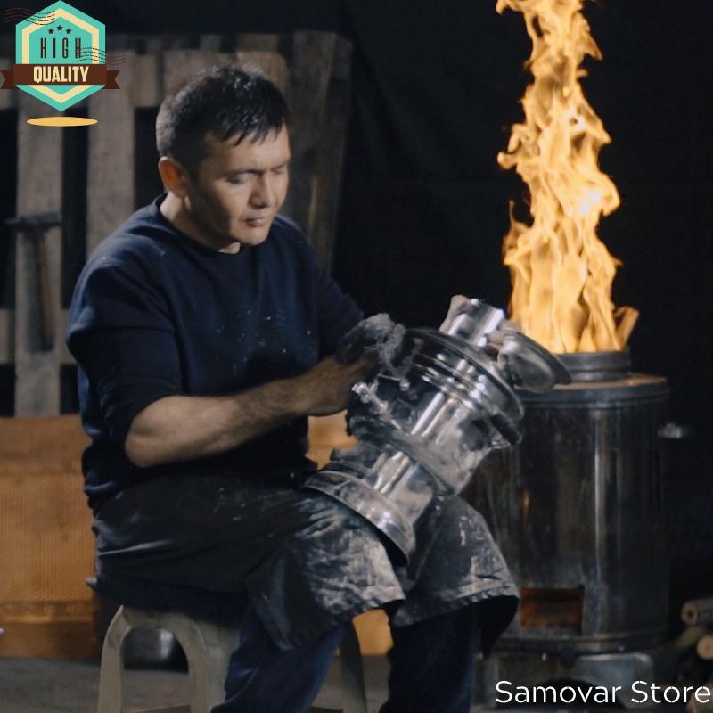 Самовар из нержавеющей стали, хромированный чайник, 4 литра, чайные сервизы, самовар, дровяная печь, посуда для кемпинга, пикника