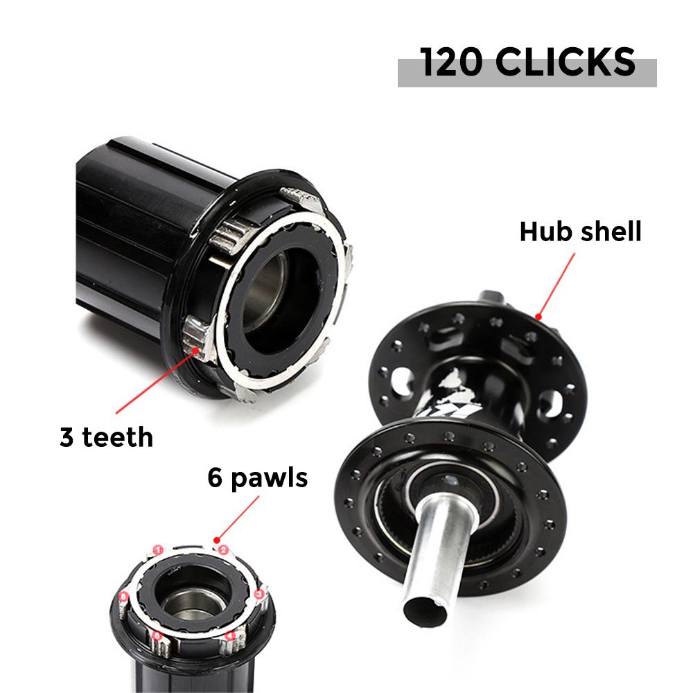 MTB Bike Hub Mountain Bike Bicycle Front & Rear Hub Set 32/36 Holes 6 Bearings with Quick Release