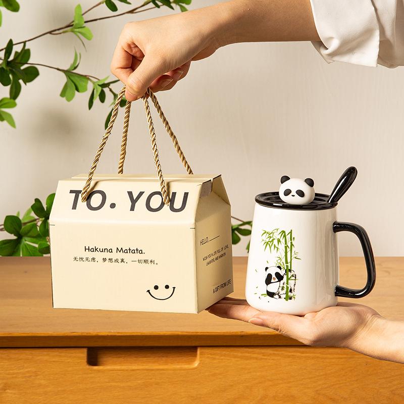 Souvenir gift box creative practical cup new cute panda ceramic mug couple water cup household