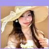 Летняя широкополая шляпа с французским кружевным бантом для защиты от солнца, пляжного отдыха, вентиляторы