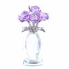 Purple Crystal Rose Gift Glass Rose Flower Figurine Birthday Wedding Anniversary Popular Gift for Women Purple Glass Rose Bouquet Retirement Gift