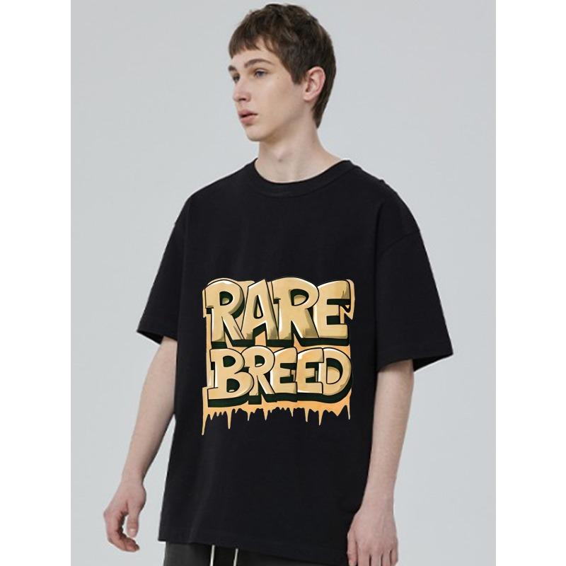 Rare Breed Oversized T-Shirt Black Gold Graffiti Print Streetwear Fashion Casual Wear