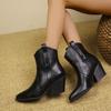 Женские ботильоны из натуральной кожи, короткие ботинки на осень-зиму, на толстом каблуке, с острым носком, для женщин, для зрелых женщин, для офиса