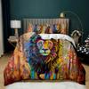 Lion Bedding Animal Duvet Cover Set Queen King Size Lightning Lion Pattern Comforter Cover Polyester Duvet Cover 1/2 Pillowcases