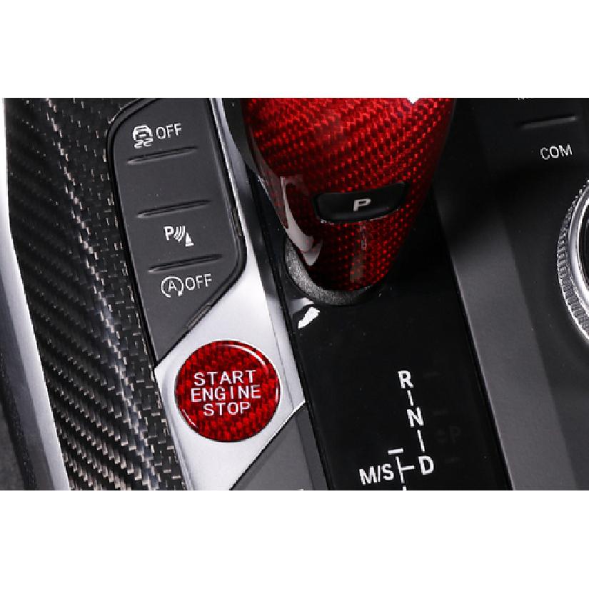 Fit For BMW 3 Series G20 - Red Carbon Fiber One Start Sticker Decoration