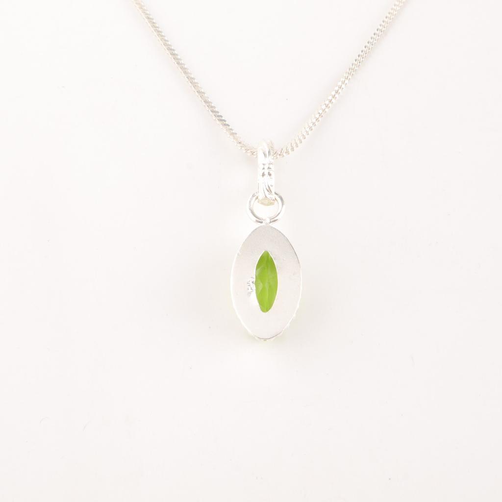 Marquise Peridot Gemstone 925 Sterling Silver Jewelry Handmade Women's Pendant PP-59-7