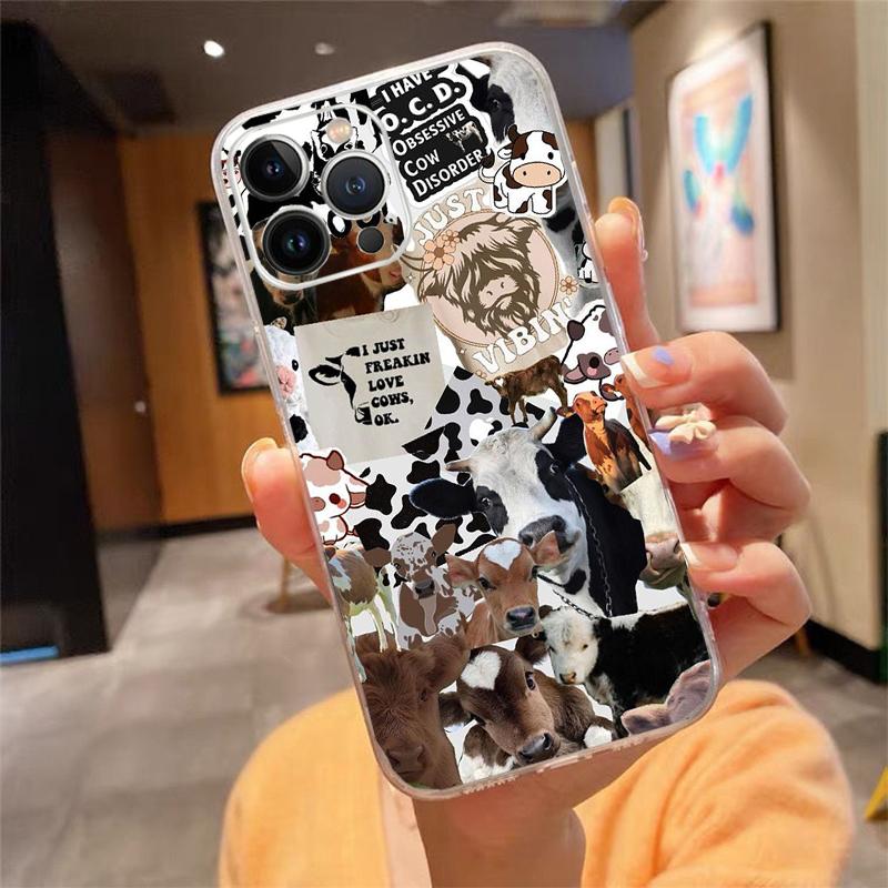 Cute Cow Phone Case For iphone 17 Pro Max Air 16 15 14 13 Pro Max 15 16 Pro 15Plus