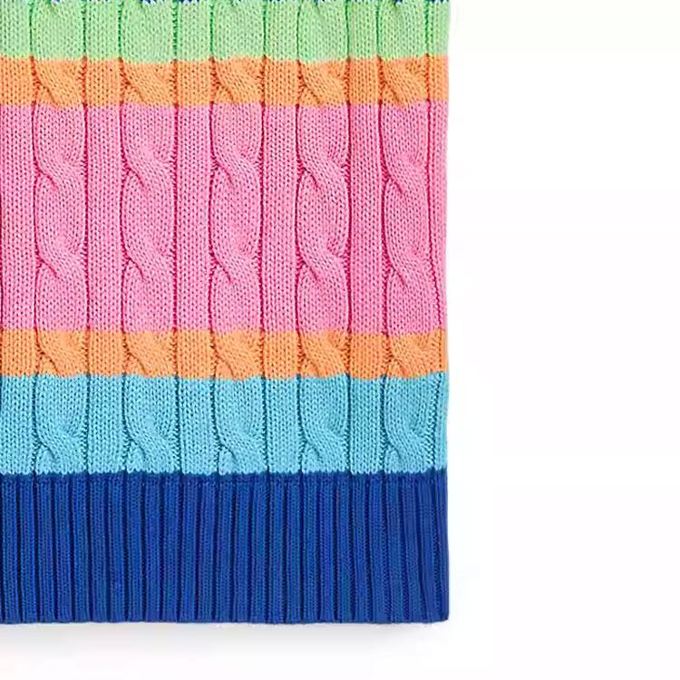 Свитер Polo Ralph Lauren Ss25 с круглым вырезом, в полоску, с коротким рукавом, вязаный, многоцветный, детский, детский свитер CWPOSWEG6820532-999