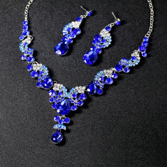 Женский комплект ювелирных украшений, элегантные серьги-капли со стразами, свадебное ожерелье, серьги