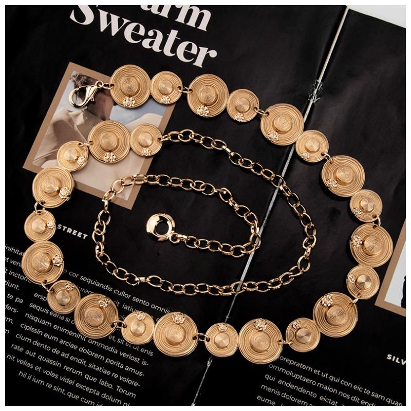 Metal Body Chain, Women's Fashion Light Luxury Retro Gold with Skirt Trouser Chain, High-end Waist Chain