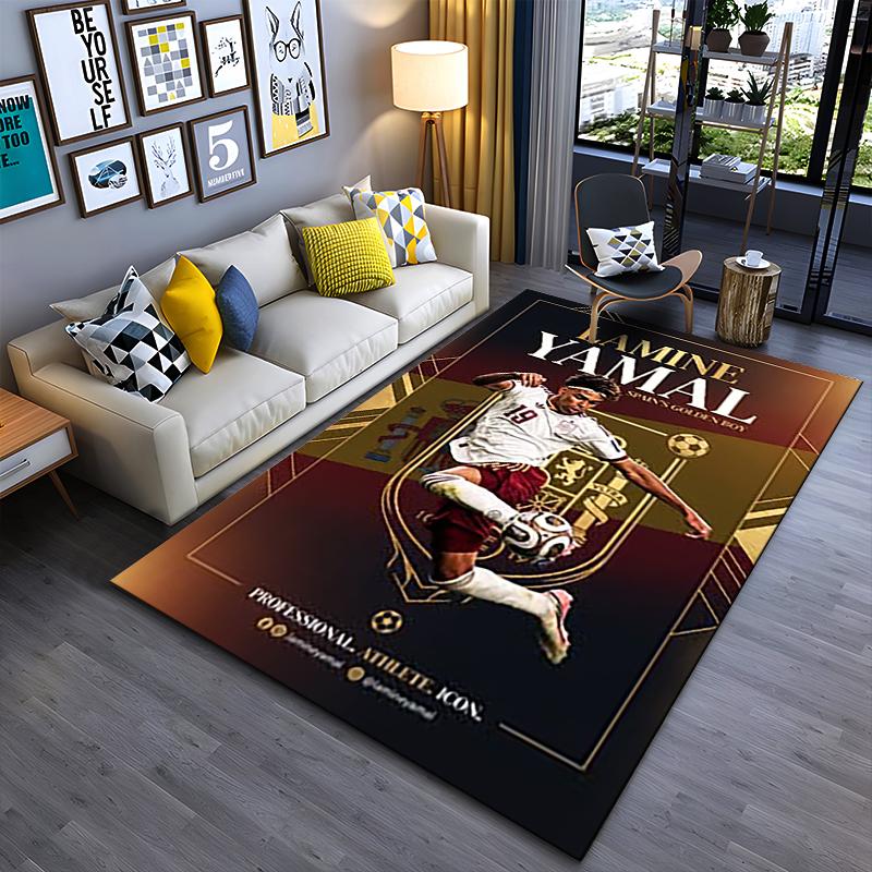 Sportlicher Teppich, Lamine Yamal Spanien 19 Golden Boy Poster, Fan-Höhlen-Dekoration, Rutschfeste Matte
