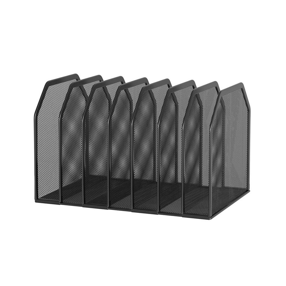 Metal 7-Section File Folder Organizer for Desk Vertical Office File Holder Duty Mesh Document Sorter for Books, Binder