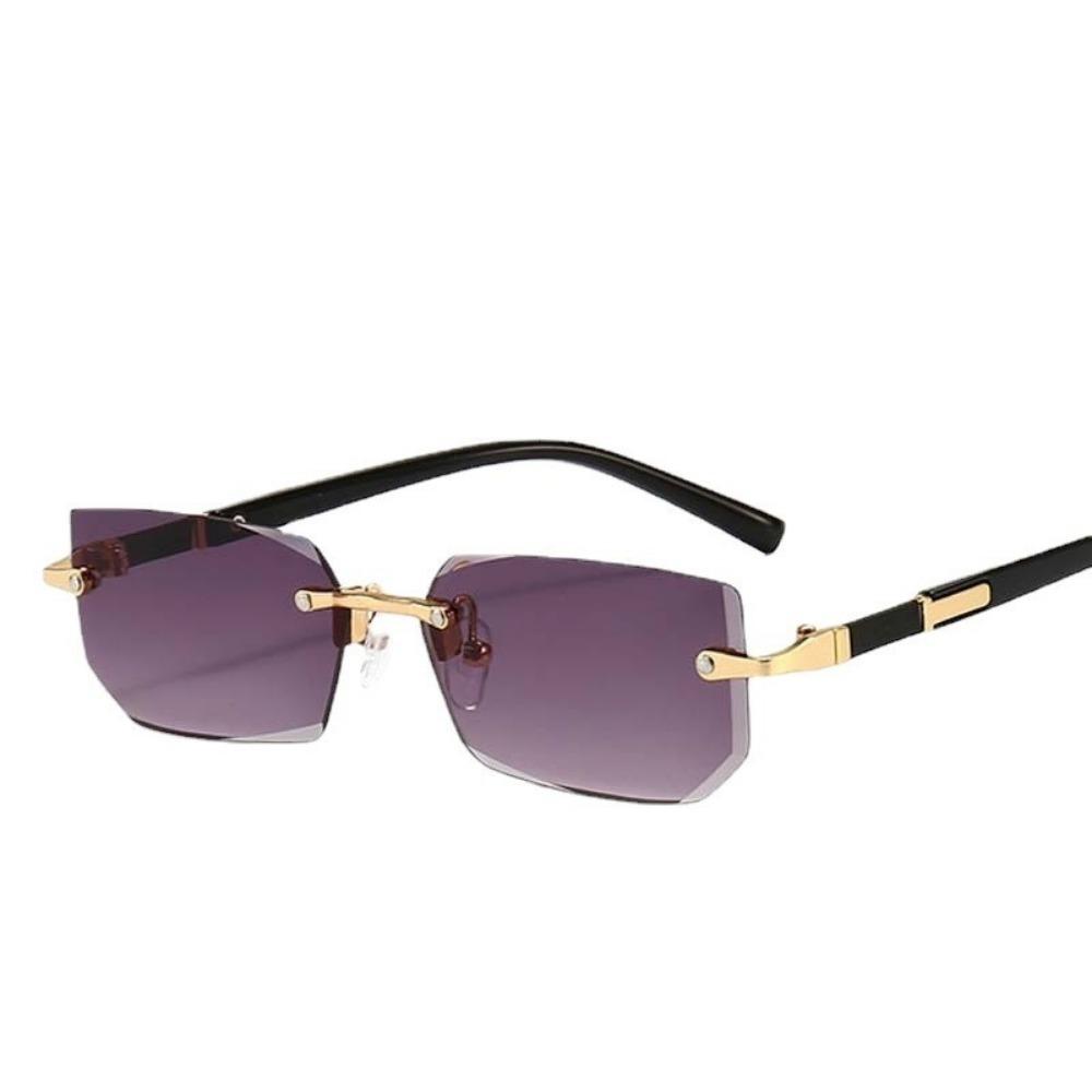 Ретро Солнцезащитные очки Мужские Модные Безободковые Солнцезащитные очки Тени Режущие Линзы Женские Безободковые Очки