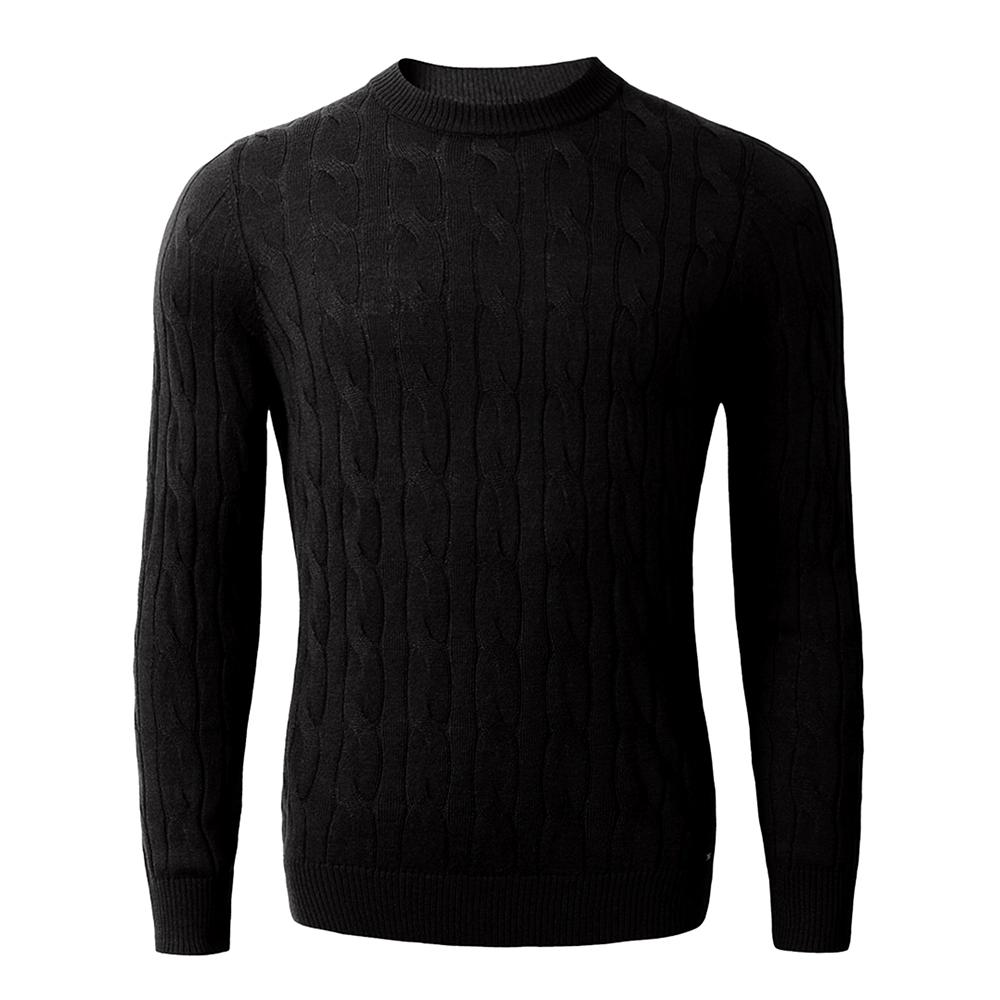 Men's Casual Argyle Crewneck Sweaters Thermal Cable Knit Pullover Sweater