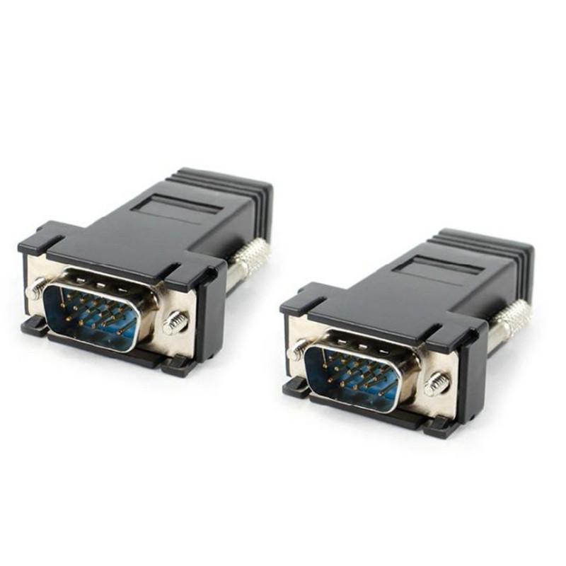 Адаптер VGA-RJ45: Сетевой удлинитель для сигнала VGA через сетевой кабель, 15-контактное соединение