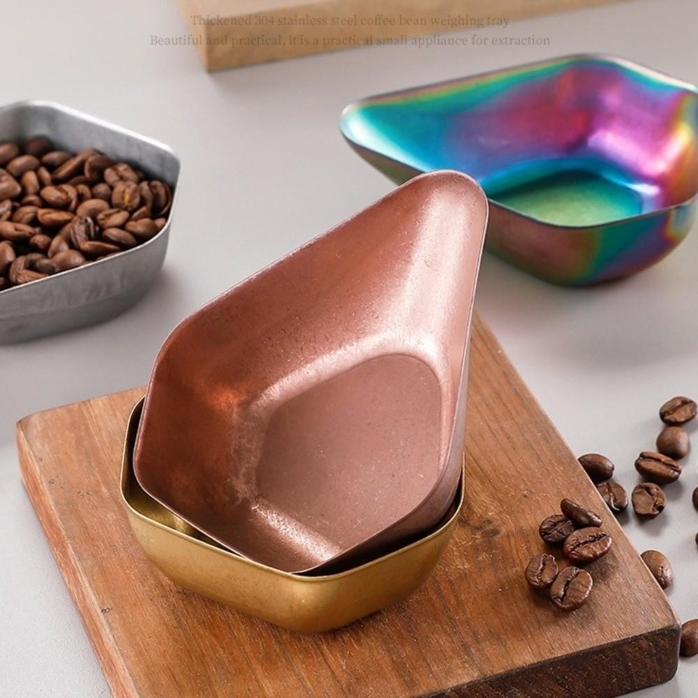 Stainless Steel Coffee Bean Dosing Cup Retro Wear-resistant Coffee Bean Scoop Smooth Surface Stackable Bean Weighing Tray