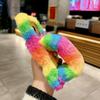 For iPhone 17 Pro Rainbow Fluffy Phone Case Winter Warm Hand Strap TPU Cover